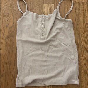 Joah brown xs Cream Button-Up Tank Top